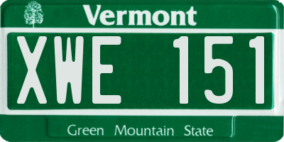 VT license plate XWE151