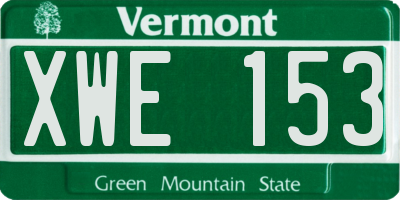 VT license plate XWE153