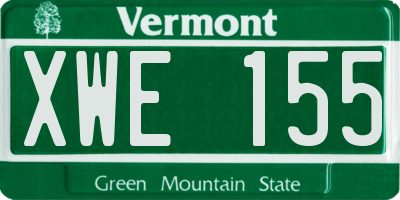 VT license plate XWE155