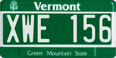 VT license plate XWE156