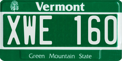VT license plate XWE160