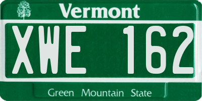 VT license plate XWE162