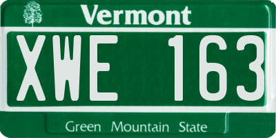 VT license plate XWE163