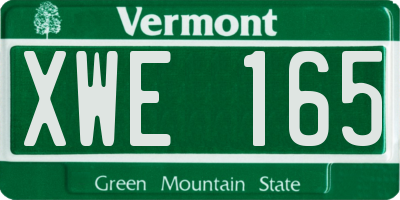 VT license plate XWE165