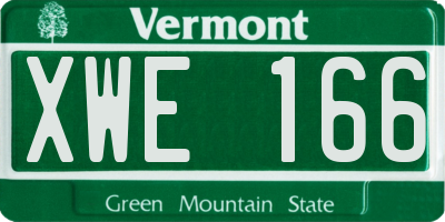 VT license plate XWE166