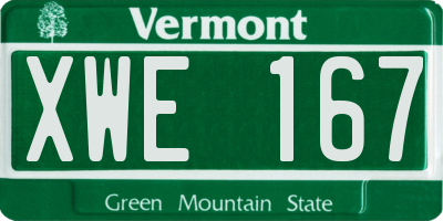 VT license plate XWE167