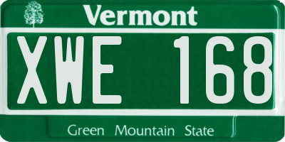 VT license plate XWE168