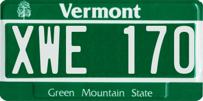 VT license plate XWE170