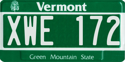 VT license plate XWE172