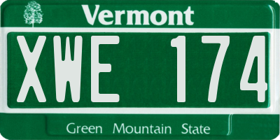 VT license plate XWE174
