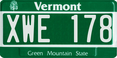 VT license plate XWE178