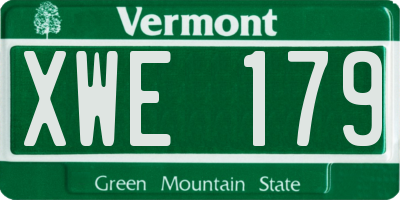 VT license plate XWE179