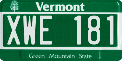 VT license plate XWE181