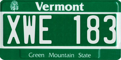 VT license plate XWE183