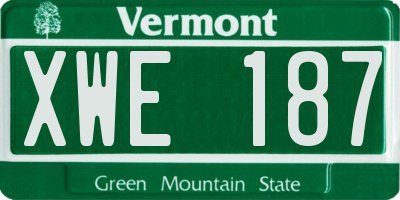 VT license plate XWE187