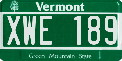 VT license plate XWE189