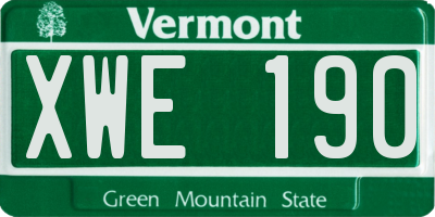 VT license plate XWE190