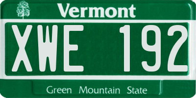 VT license plate XWE192