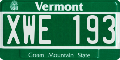 VT license plate XWE193