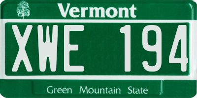 VT license plate XWE194