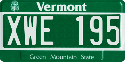 VT license plate XWE195