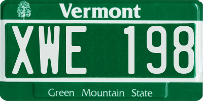 VT license plate XWE198