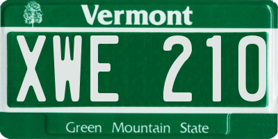 VT license plate XWE210
