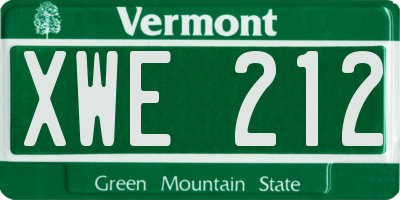 VT license plate XWE212