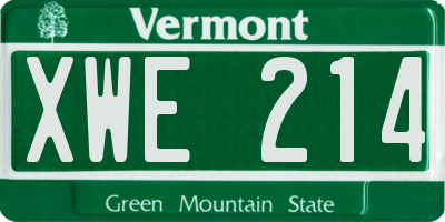 VT license plate XWE214