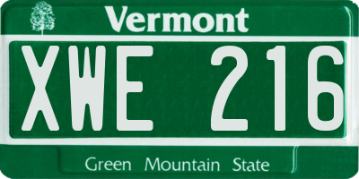 VT license plate XWE216