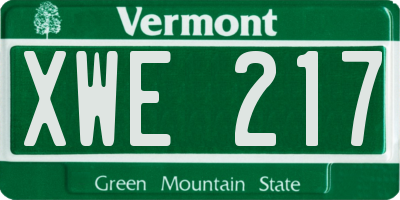 VT license plate XWE217