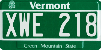 VT license plate XWE218