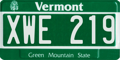 VT license plate XWE219
