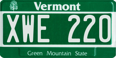 VT license plate XWE220