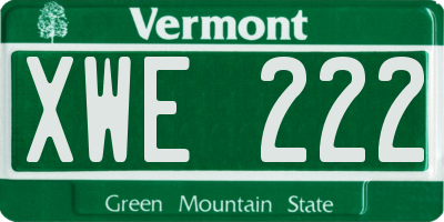 VT license plate XWE222