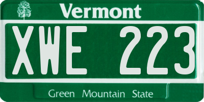 VT license plate XWE223