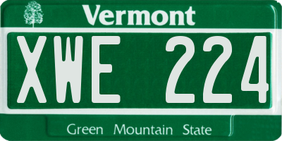 VT license plate XWE224