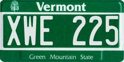 VT license plate XWE225