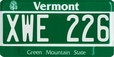 VT license plate XWE226