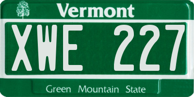 VT license plate XWE227