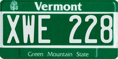 VT license plate XWE228
