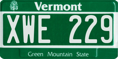 VT license plate XWE229