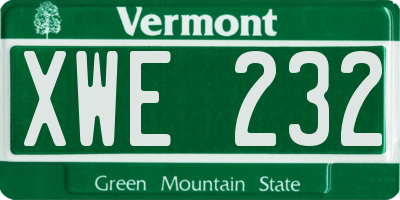 VT license plate XWE232