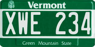 VT license plate XWE234