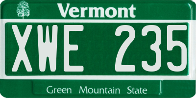 VT license plate XWE235