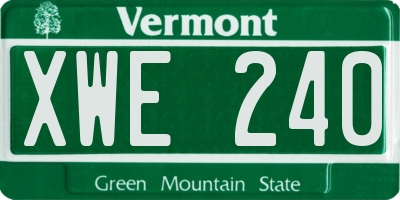 VT license plate XWE240