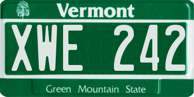 VT license plate XWE242
