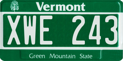 VT license plate XWE243
