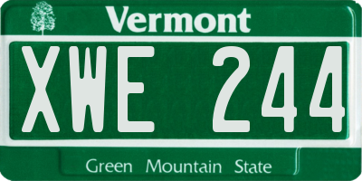 VT license plate XWE244