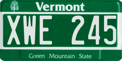 VT license plate XWE245
